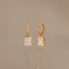 Luxe Diamond Drop Hoops in 18K Gold