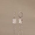 Luxe Diamond Drop Hoops in Silver