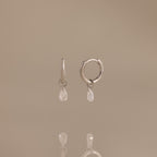Diamond Raindrop Huggies in Silver