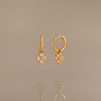 Diamond Clover Huggies in 18K Gold