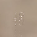 Crystal Chain Drop Huggies in Silver