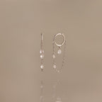 Crystal Chain Drop Huggies in Silver