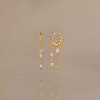 Crystal Chain Drop Huggies in 18K Gold