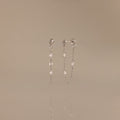 Crystal Chain Drop Studs in Silver