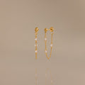 Crystal Chain Drop Studs in 18K Gold