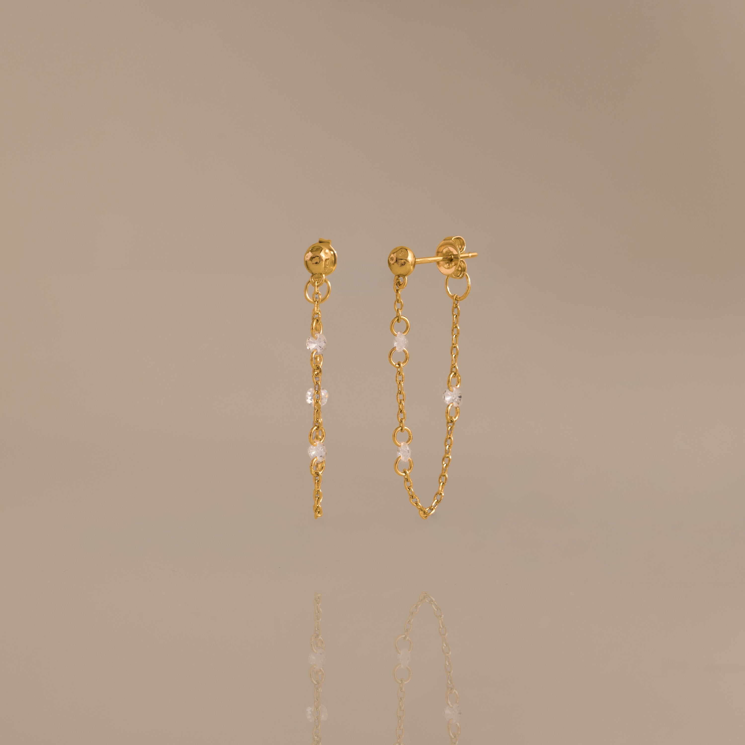 Crystal Chain Drop Studs