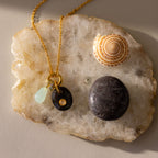 Moonstone Labradorite Charm in 18K Gold