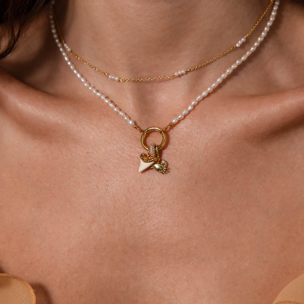 White Shark Tooth Charm in 18K Gold