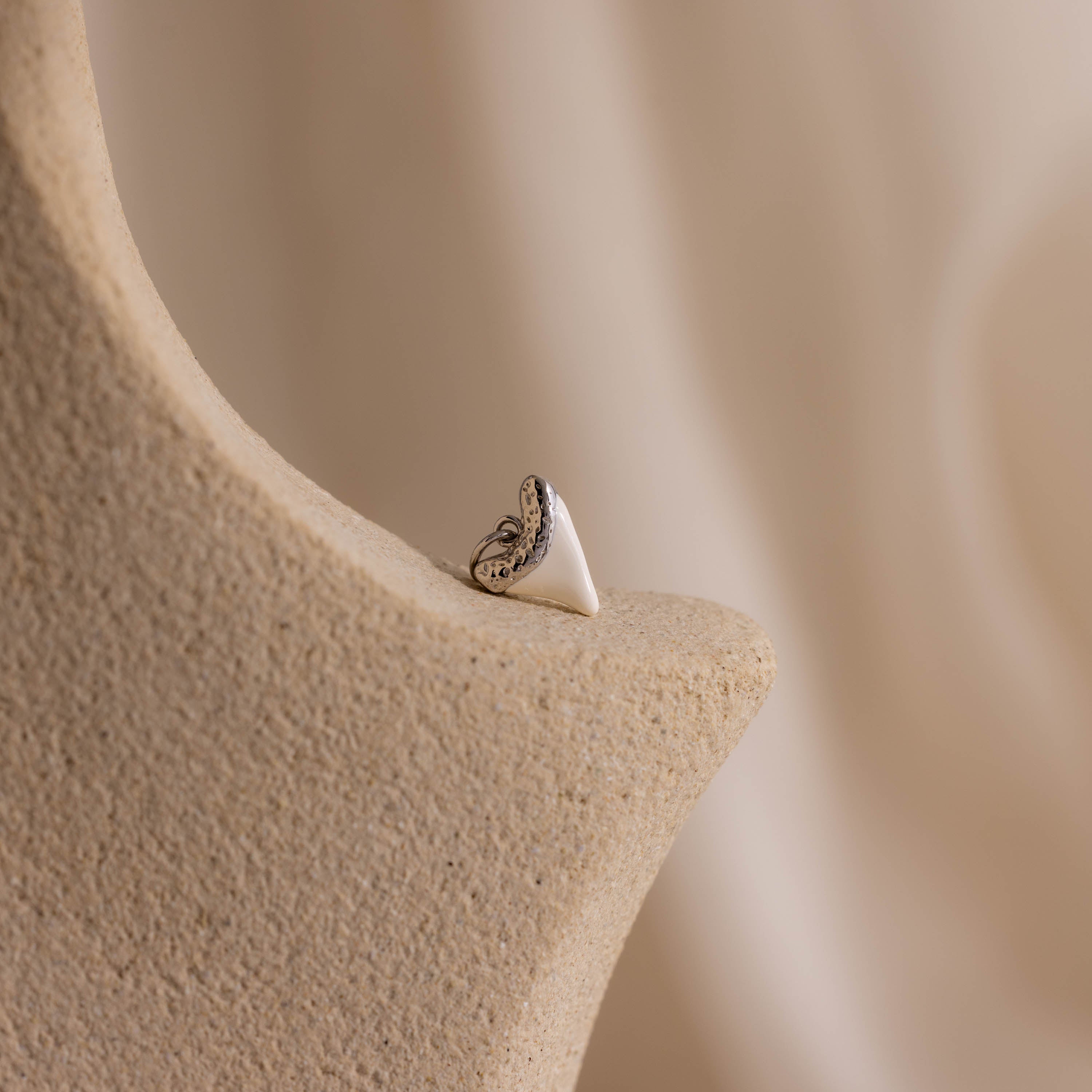 White Shark Tooth Charm in Silver