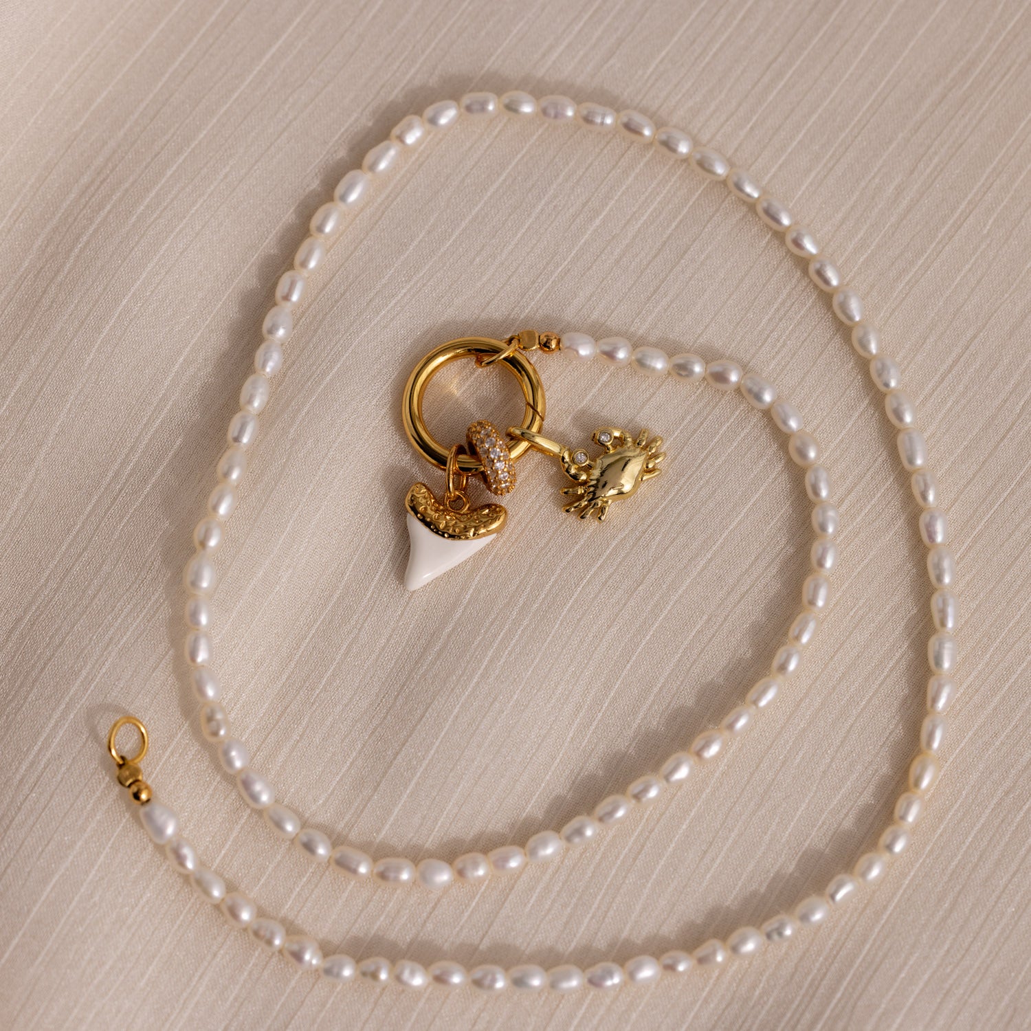 White Shark Tooth Charm in 18K Gold