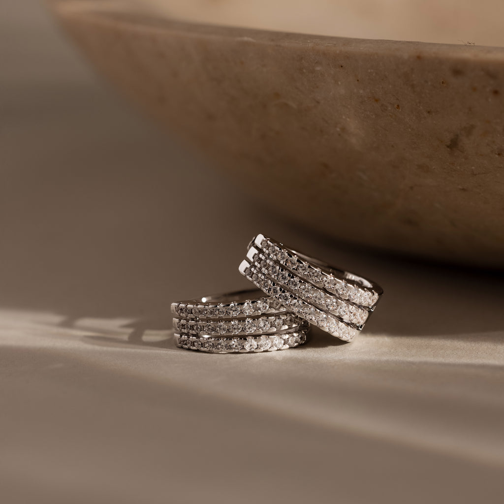 Pave Trio Hoops