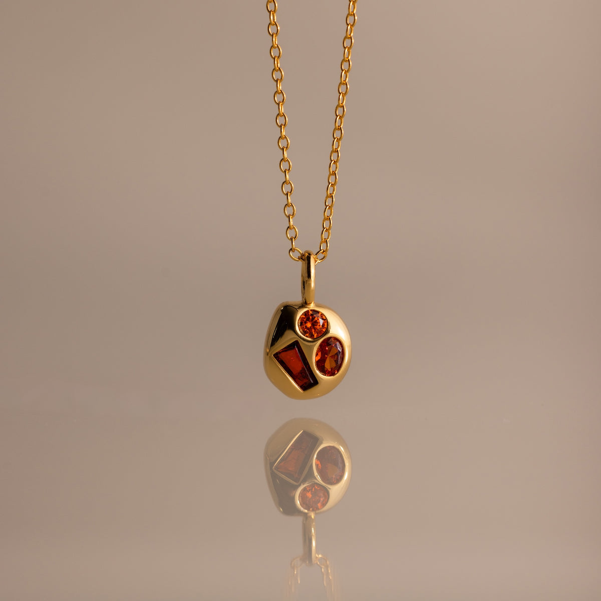 Mixed Garnet Birthstone Capsule Pendant Necklace | Caitlyn Minimalist
