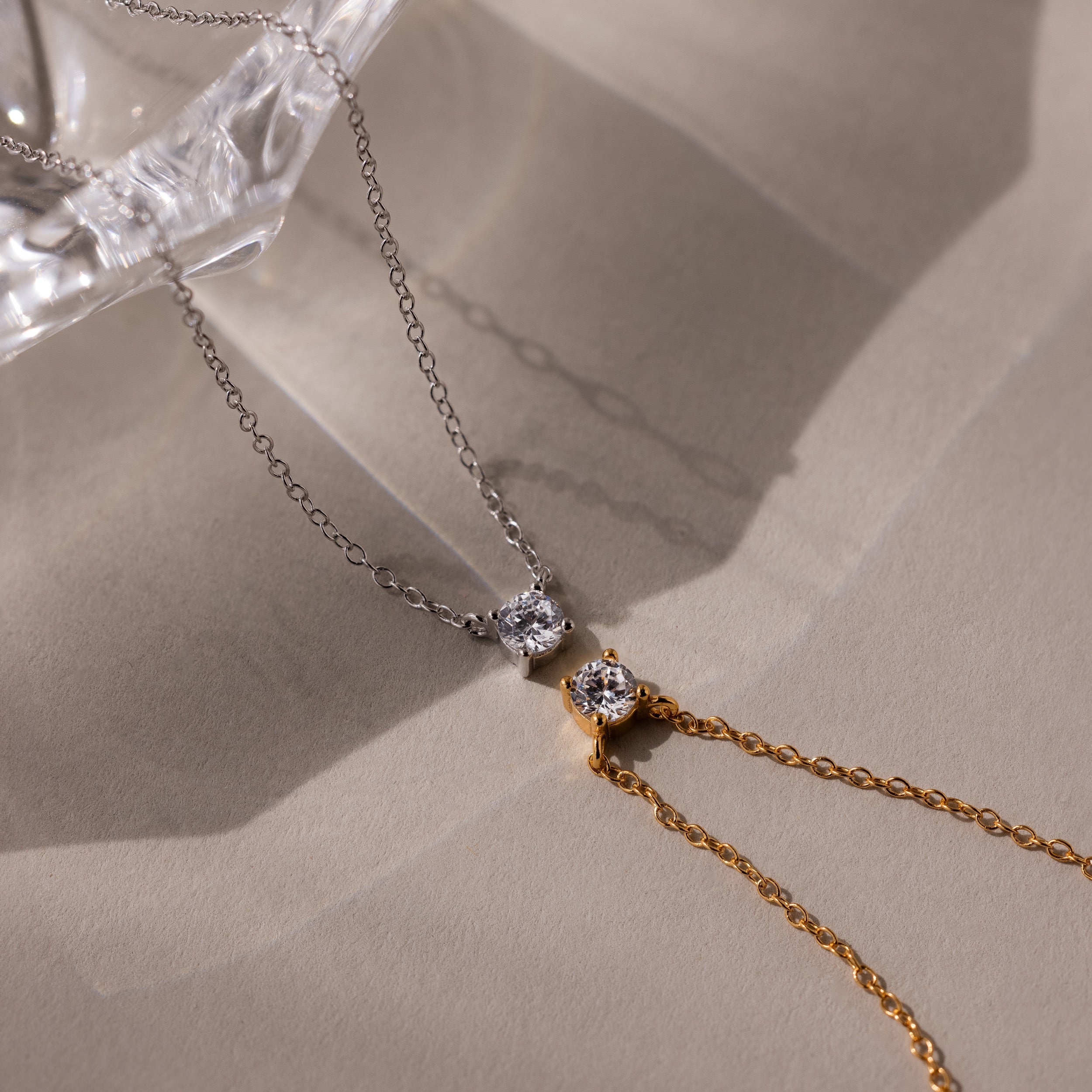 The Dainty Diamond Necklace, available in silver and gold with a solitaire diamond, makes a perfect, delicate Christmas gift.