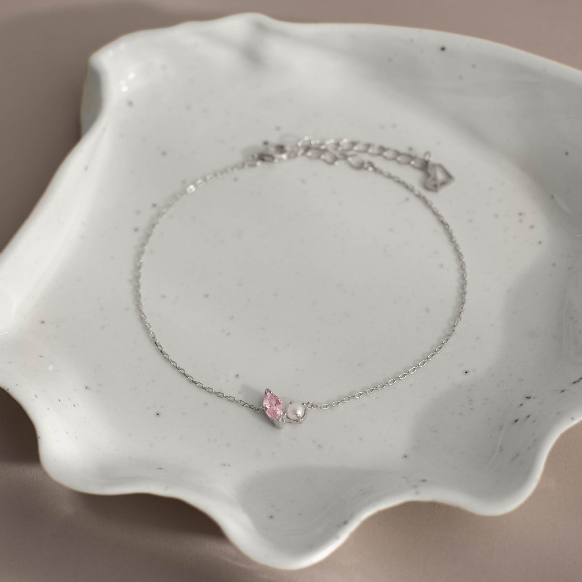 Marquise Pink Tourmaline & Pearl Bracelet