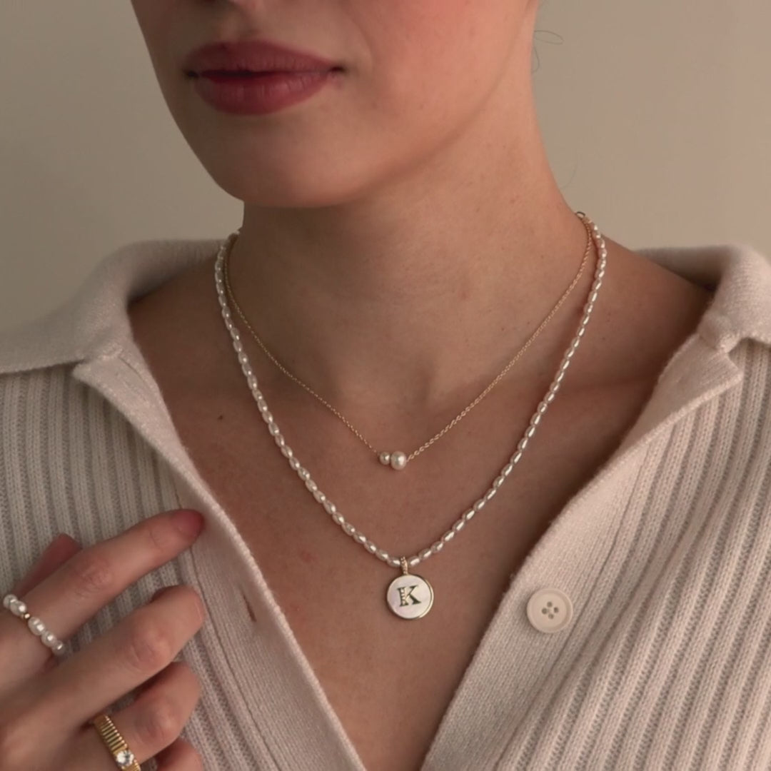 Dainty Duo Pearl Necklace in Silver