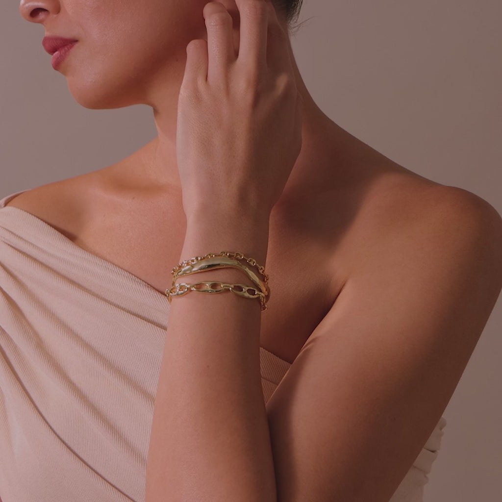 Organic Wavy Cuff Bracelet in 18K Gold