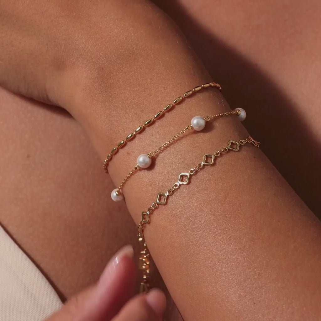 Oval Beaded Bracelet in Silver