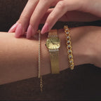 Luxe Square Timepiece in 18K Gold