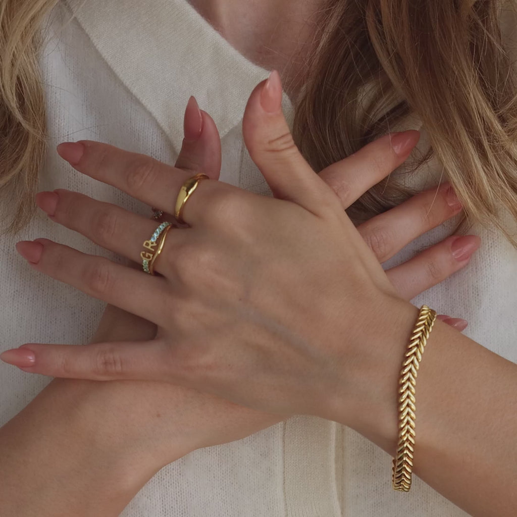 Bague tennis Duo Initial Grenat