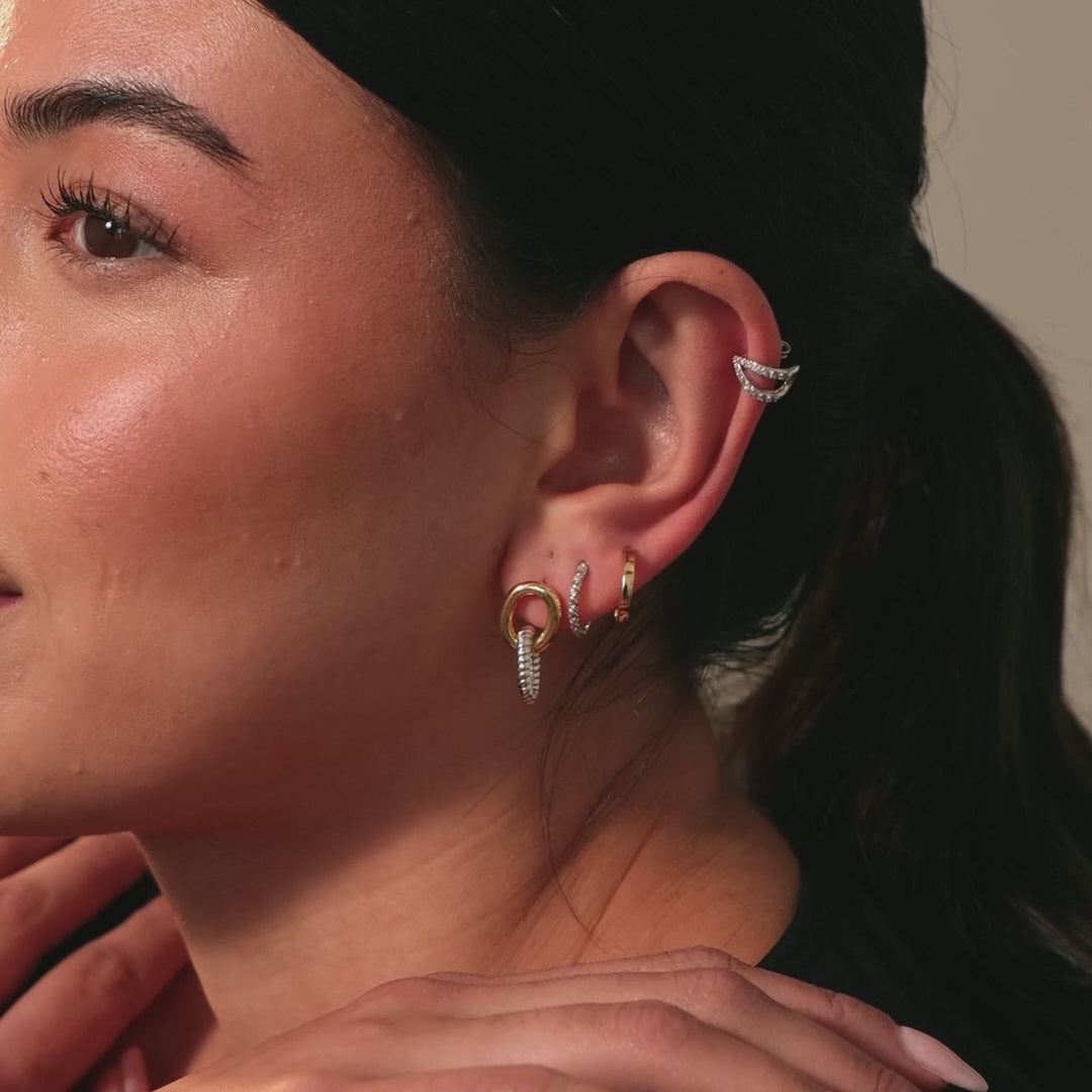 Twisted Link Earrings in Mixed Metal