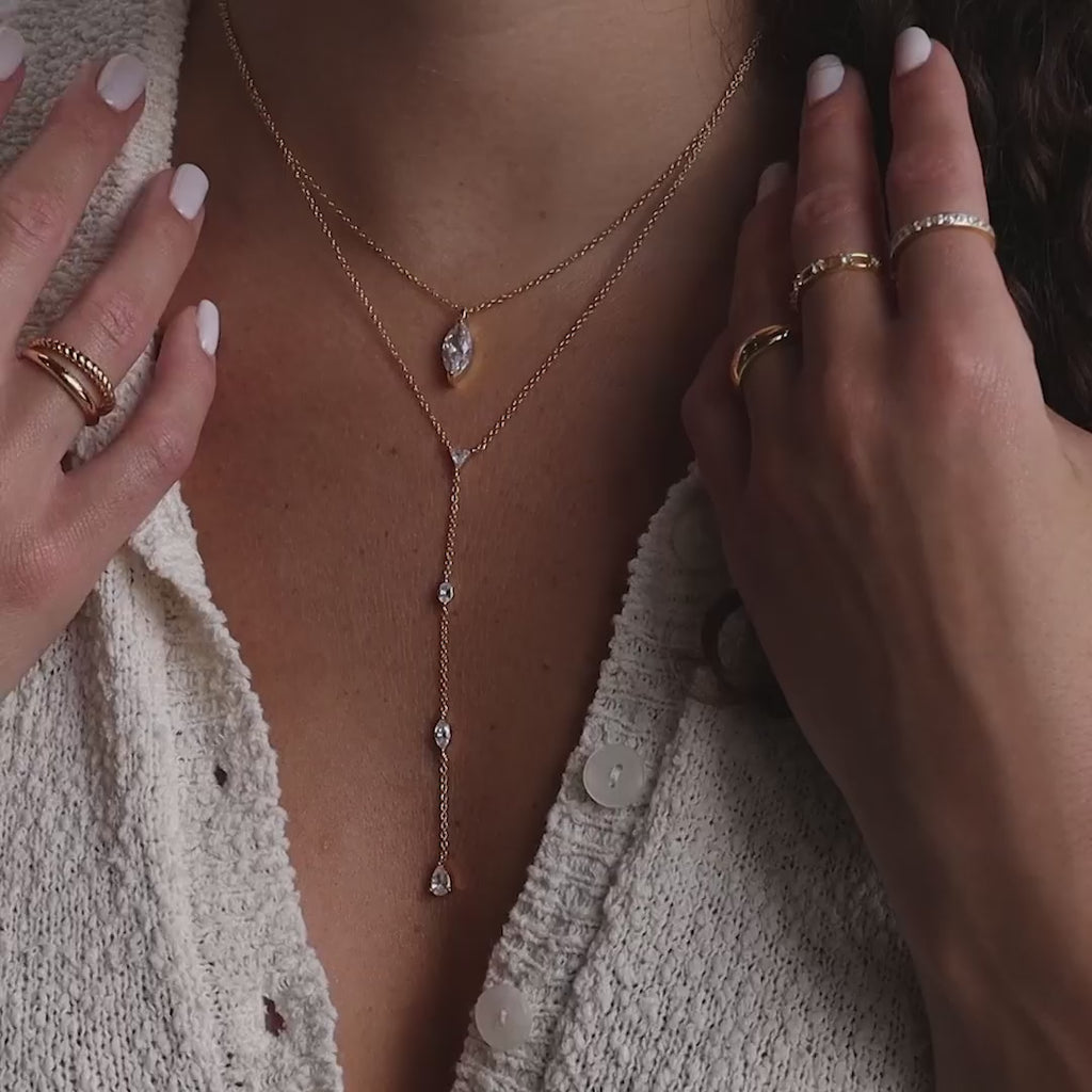 Mixed Diamond Lariat Necklace