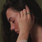 Jade Duo Hoops in 18K Gold