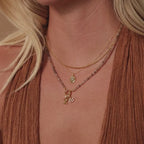 Sunstone Beaded Charm Necklace in 18K Gold