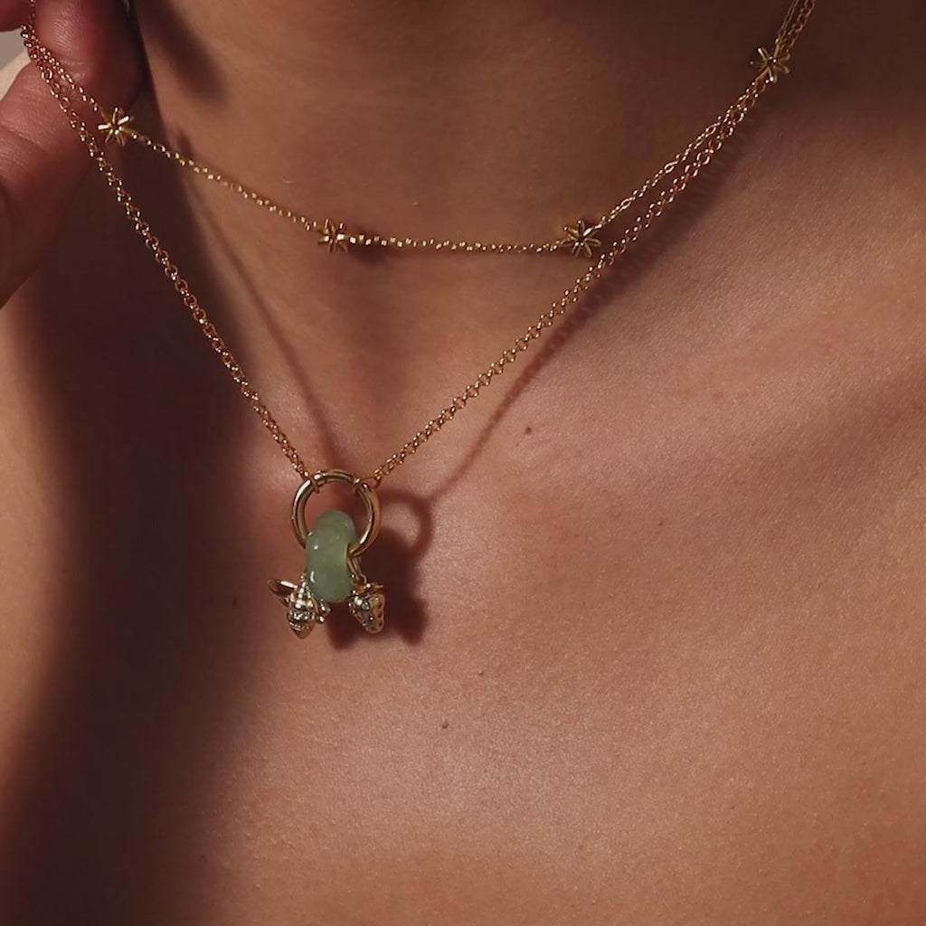 Jade Flower Spacer Charm