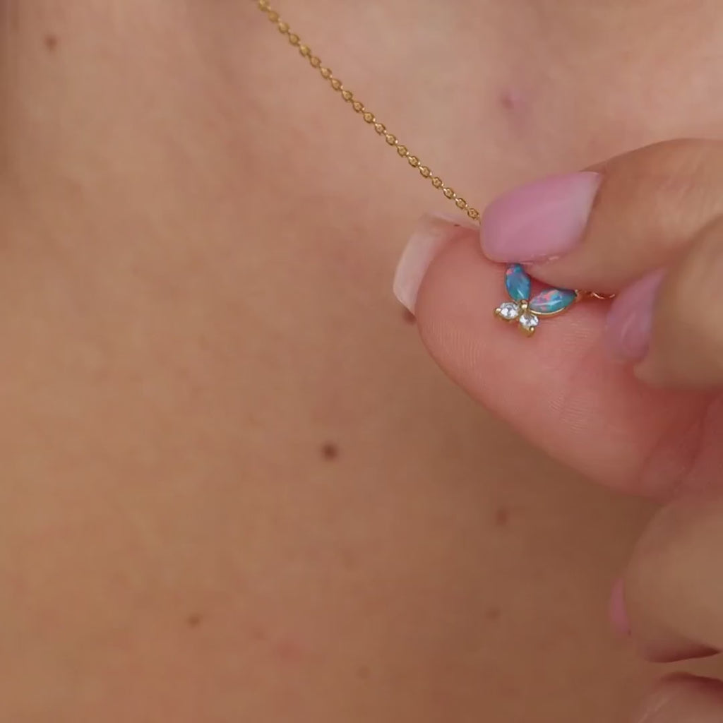 Opal Butterfly Necklace Set