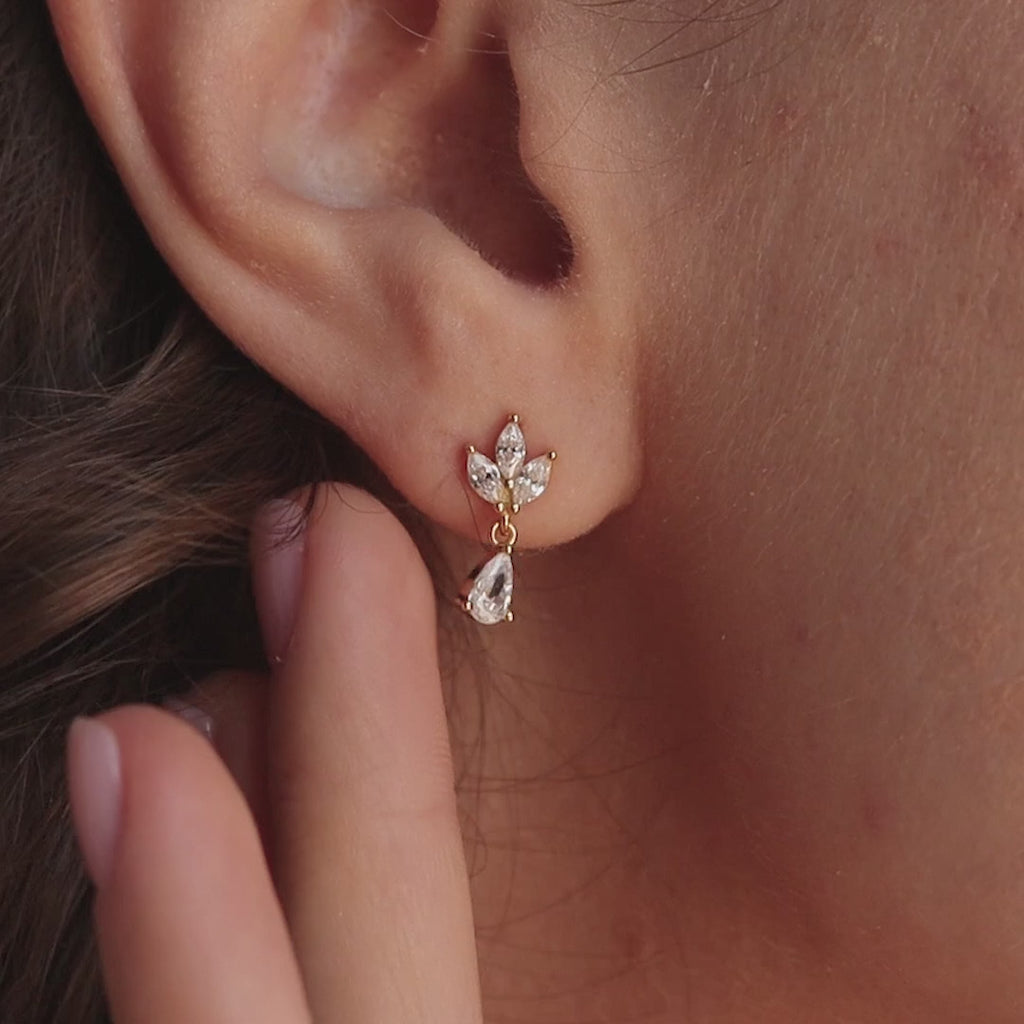 Marquise Diamond Drop Studs