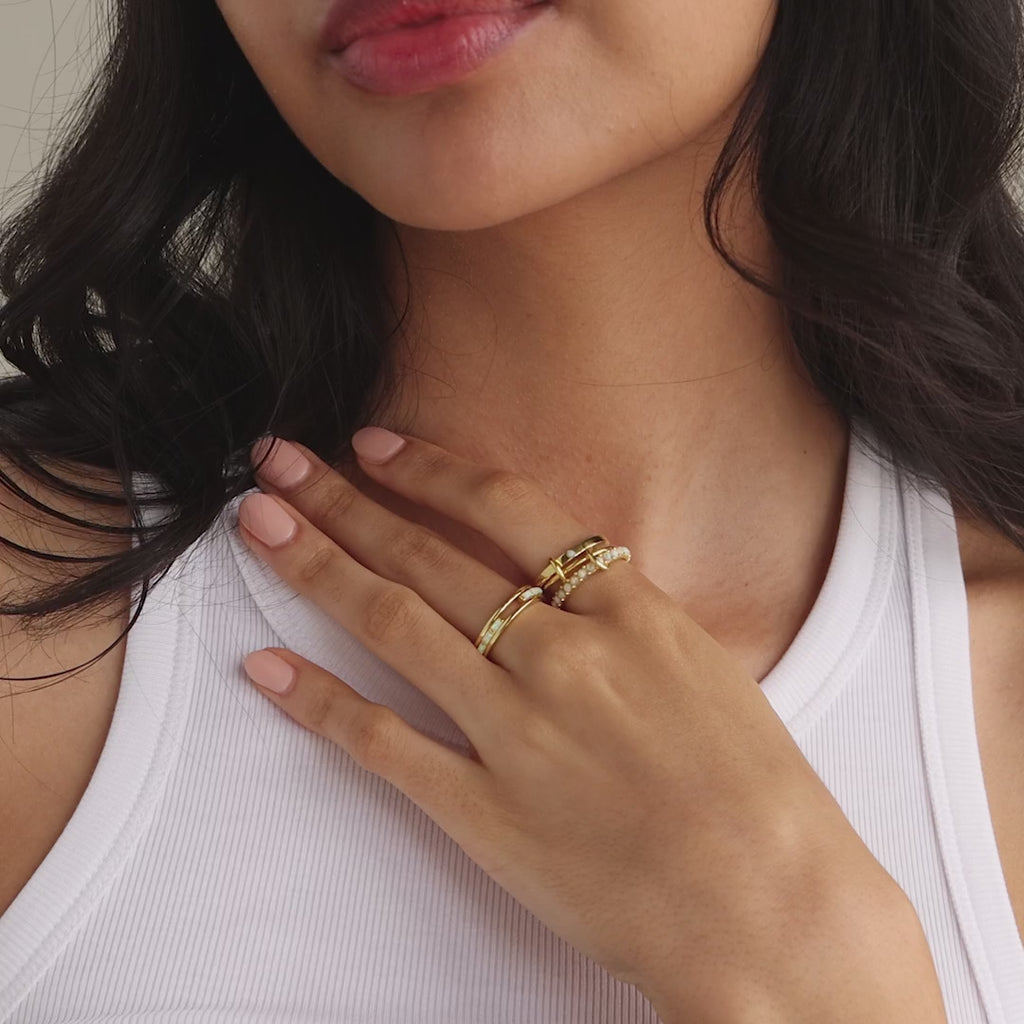 Triple Linked Alexandrite Ring Set