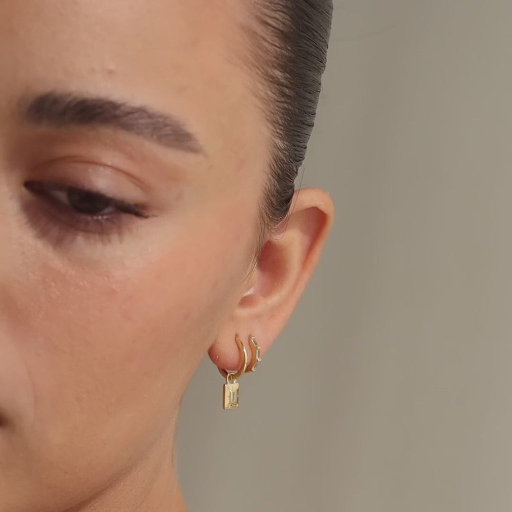 Art Deco Diamond Tag Huggies