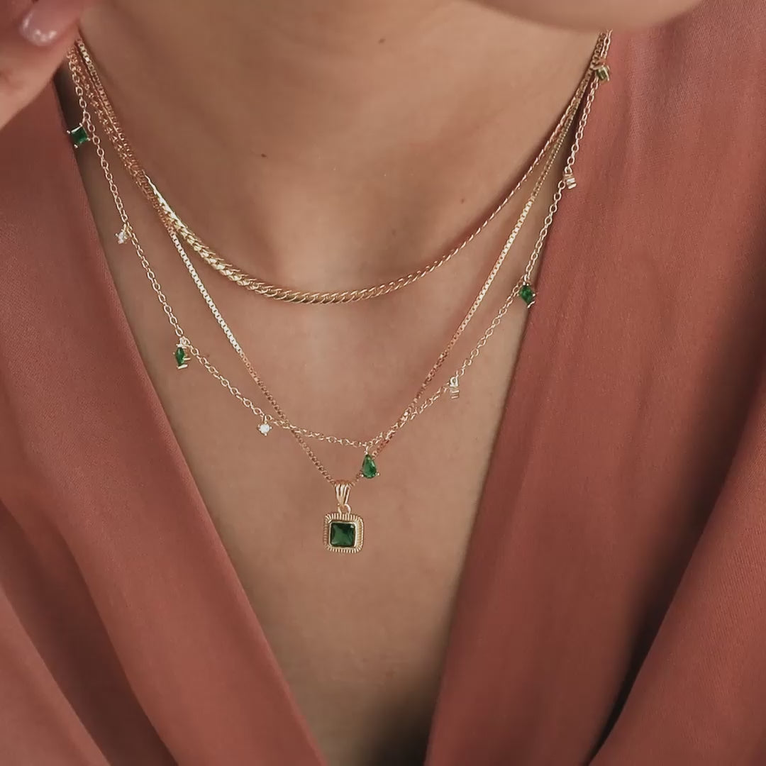 Vintage Emerald Pendant Necklace