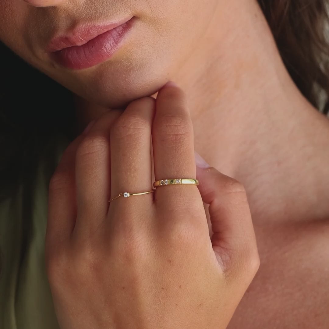 Diamond Morse Code Ring