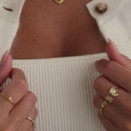 Hand & Footprint Duo Name Ring in 18K Gold