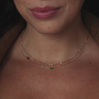 Initial Baguette Birthstone Necklace