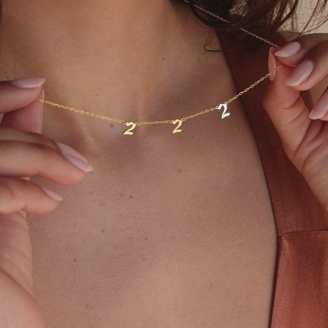 Old English Spaced Number Necklace