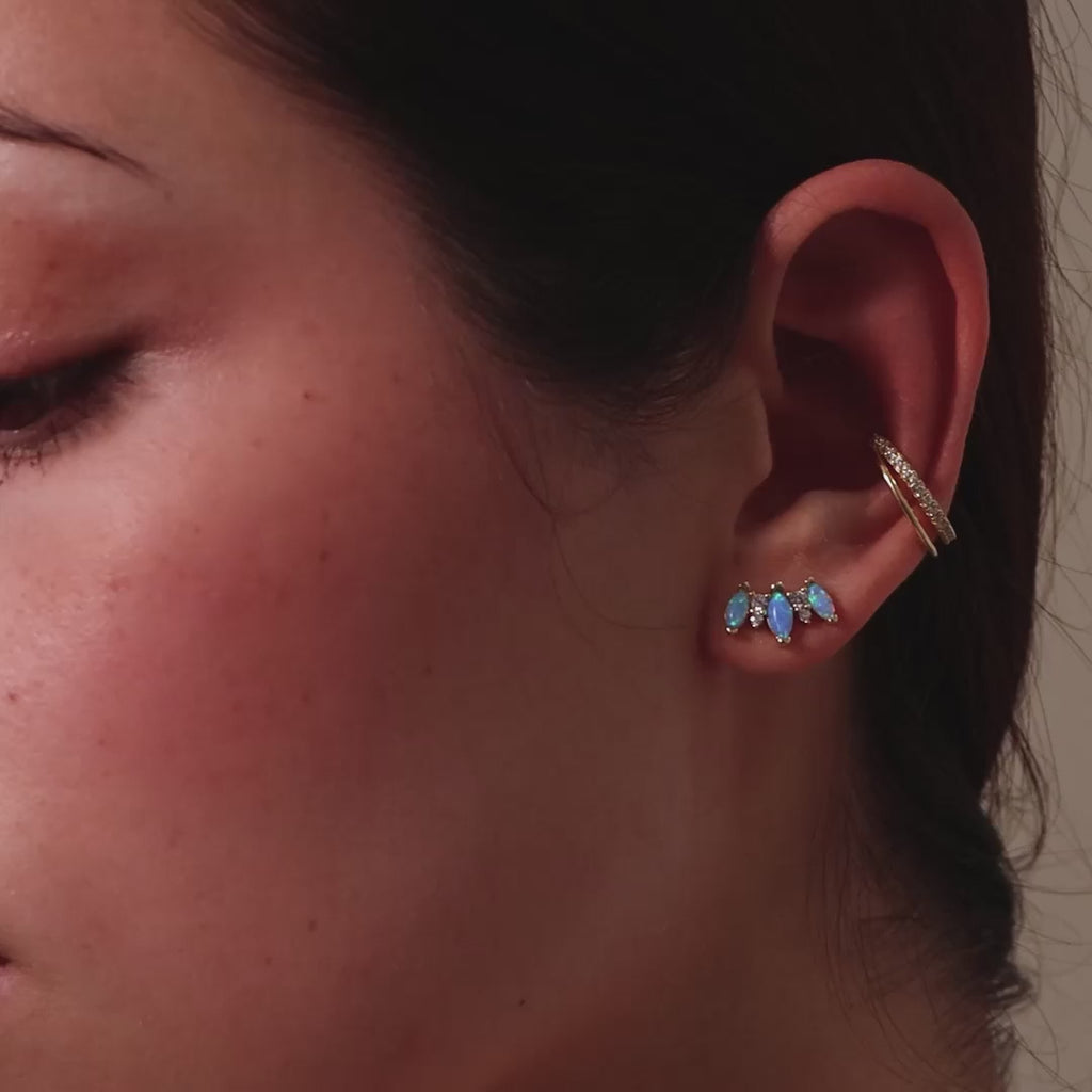 Blue Opal Starlight Bloom Studs in Silver
