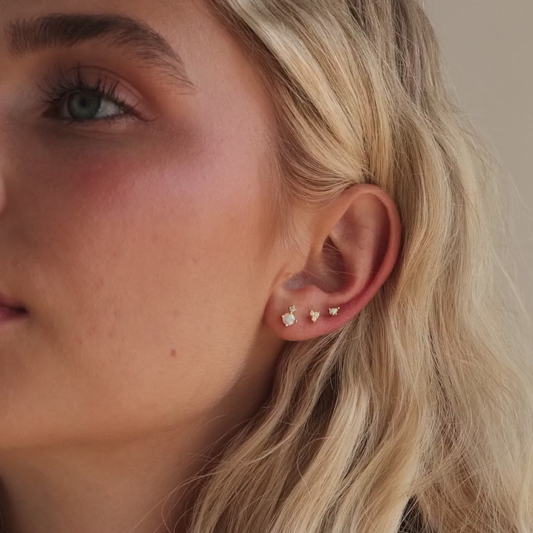 Opal & Diamond Flatback Studs