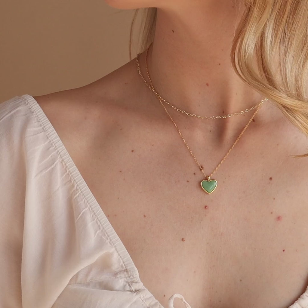 Collier cœur en aventurine
