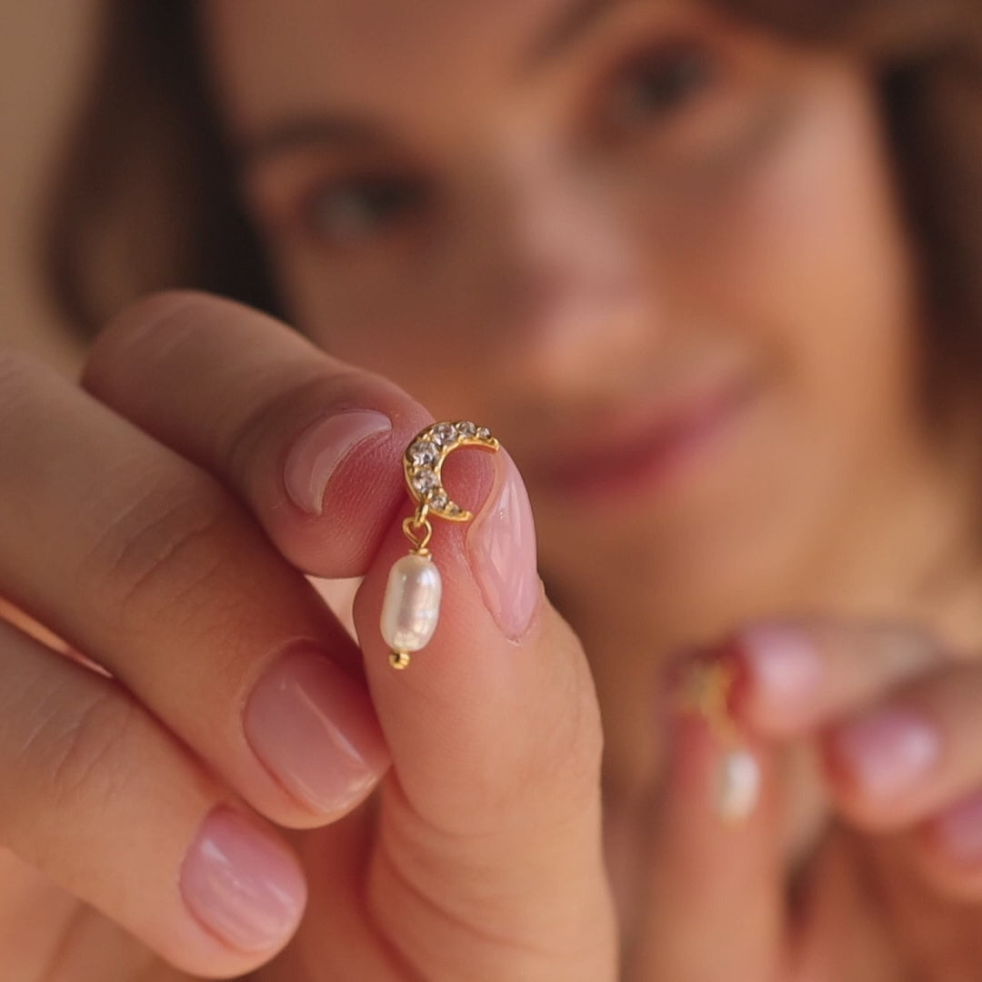 Boucles d'oreilles perles lune et étoile