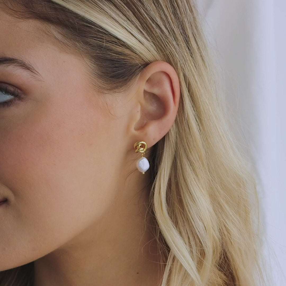 Knot Pearl Drop Earrings