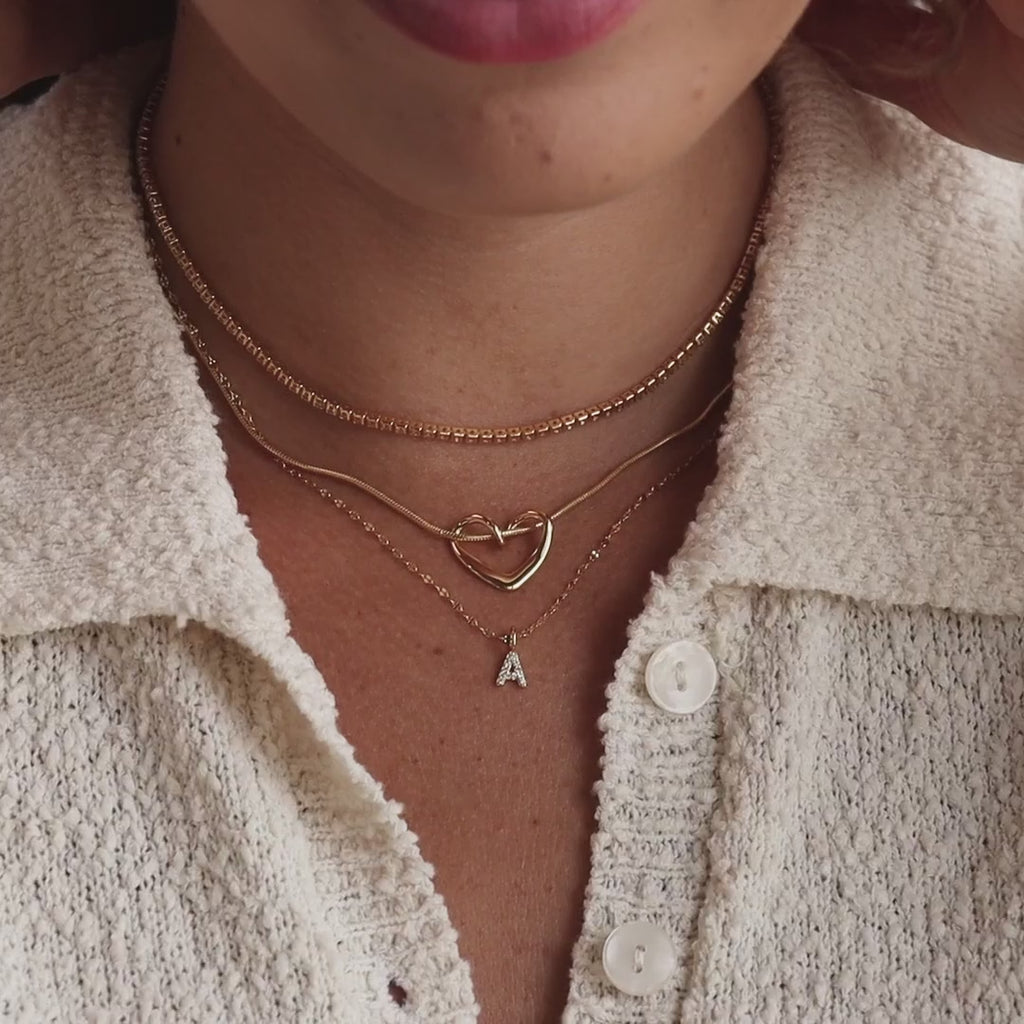 Dainty Pave Letter Necklace in Sterling Silver