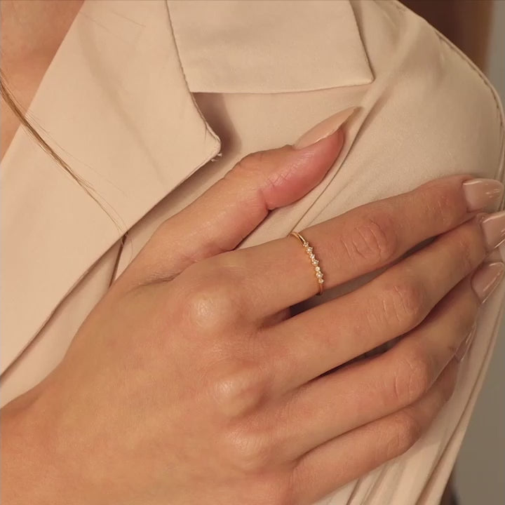 Delicate Pearl Diamond Ring in Silver