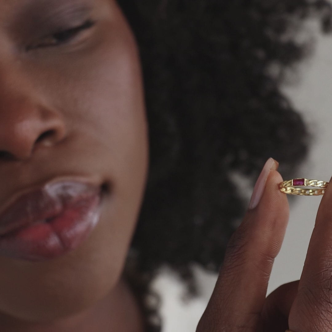 Baguette Peridot Curb Ring