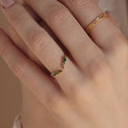 Open Moss Agate Chevron Ring