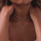 Onyx Star Pendant Necklace in 18K Gold