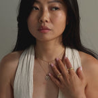 Collier boussole avec perles pavées