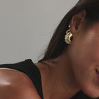 Chunky Ribbed Hoops in 18K Gold