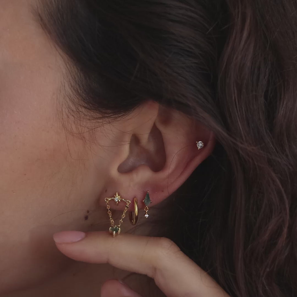 Agate Star Chain Earrings in Sterling Silver